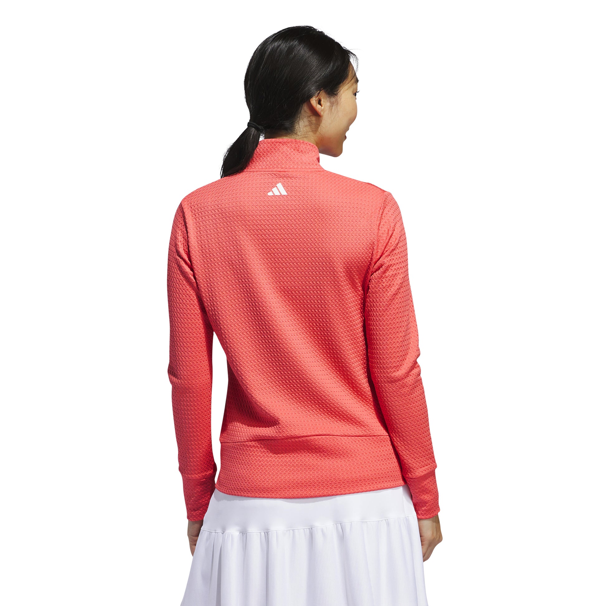 adidas Ladies Waffle-Knit Golf Jacket in Preloved Scarlet