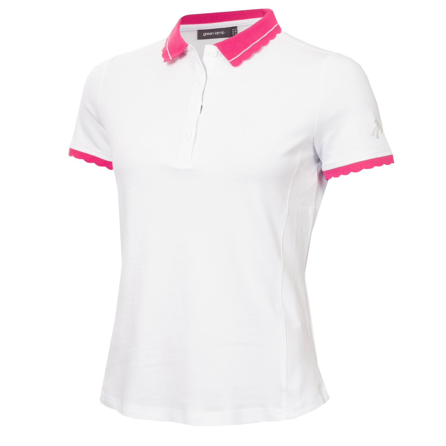 Green Lamb Ladies Short Sleeve Polo with Contrast Scalloped Trim