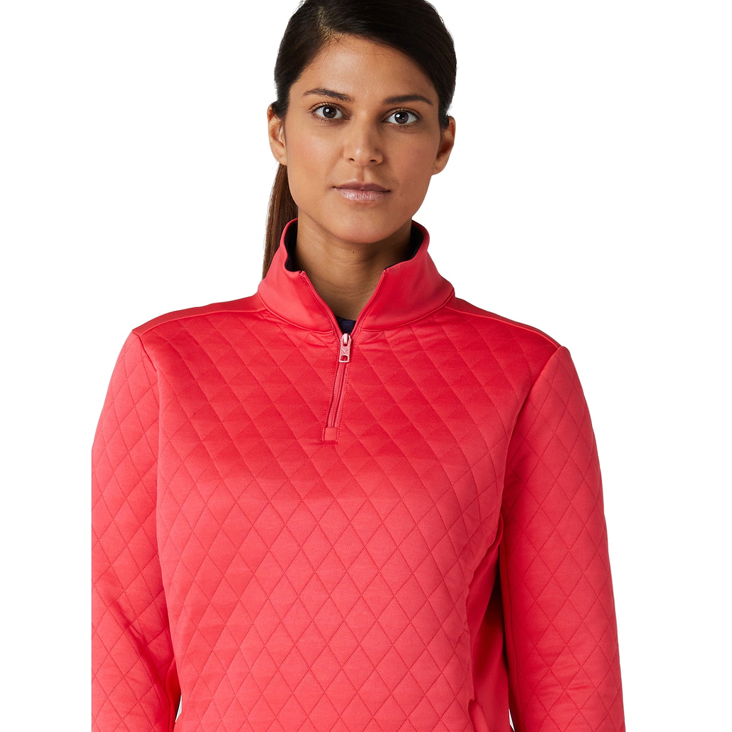 Callaway Ladies 1/4 Zip Thermal Quilted Golf Top in Paradise Pink