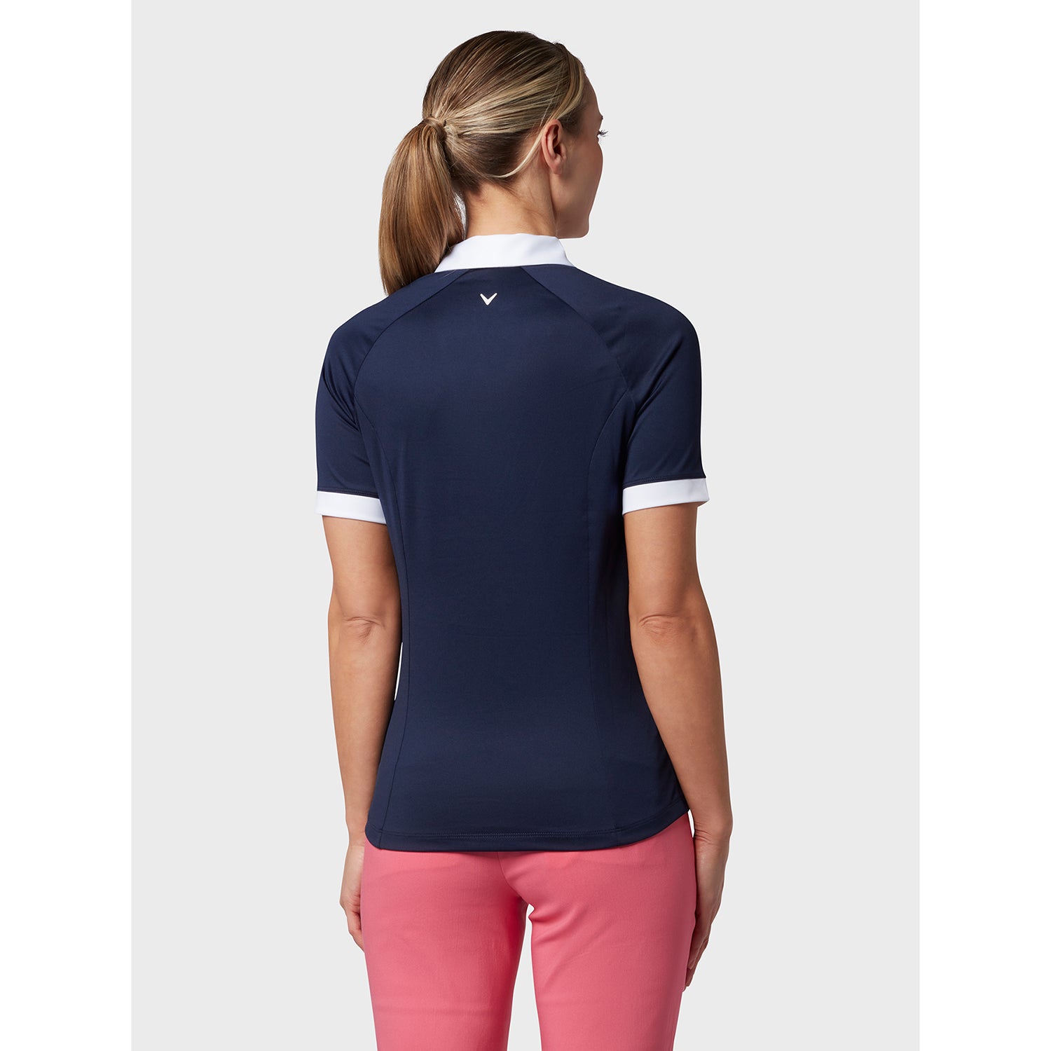 Callaway Ladies Short Sleeve Colour Block Polo Shirt in Peacoat