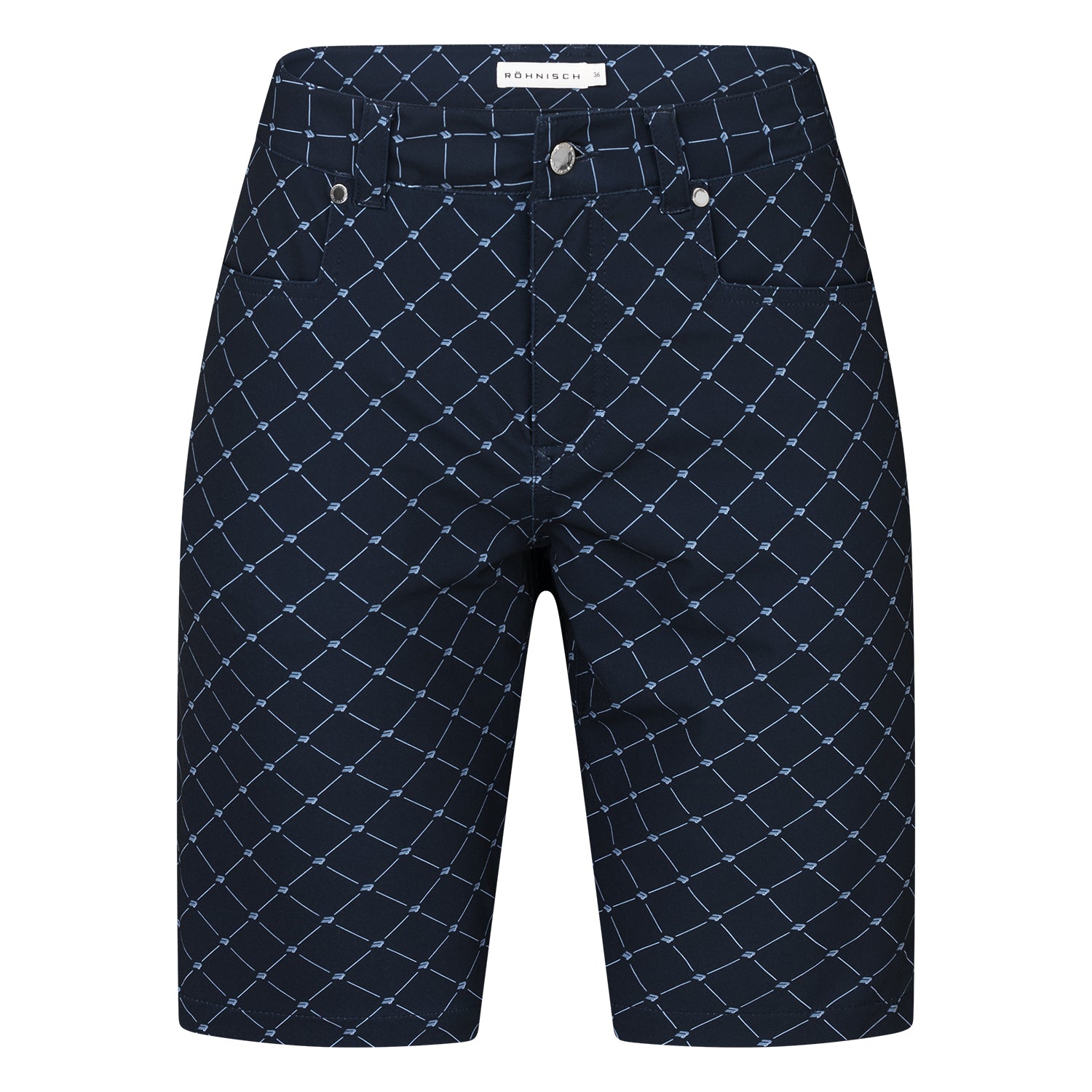 Rohnisch Ladies Navy Bermuda Shorts with Mirco Logo Check Print