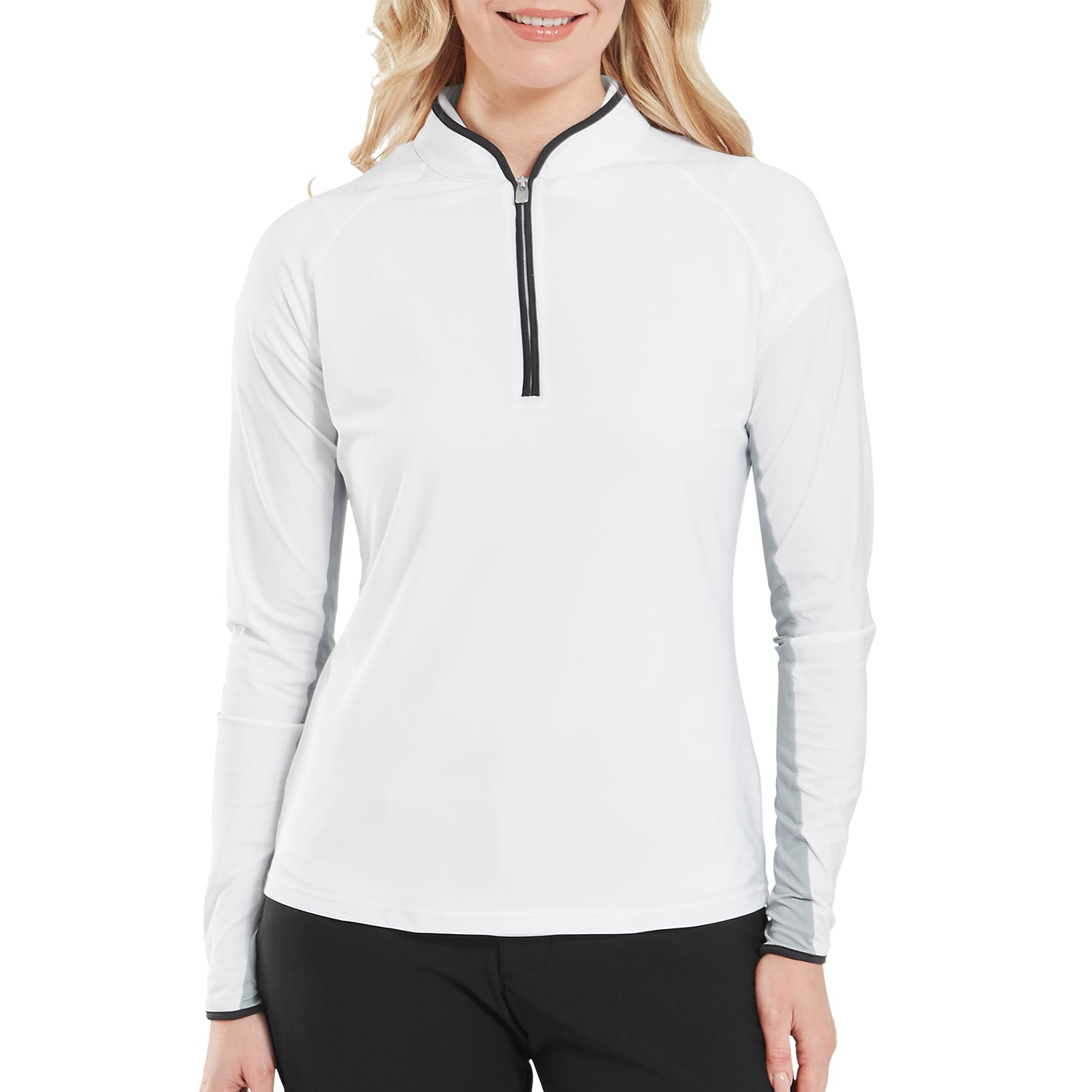 FootJoy Ladies Lightweight Breathable Zip-Neck Top with Contrast Trim