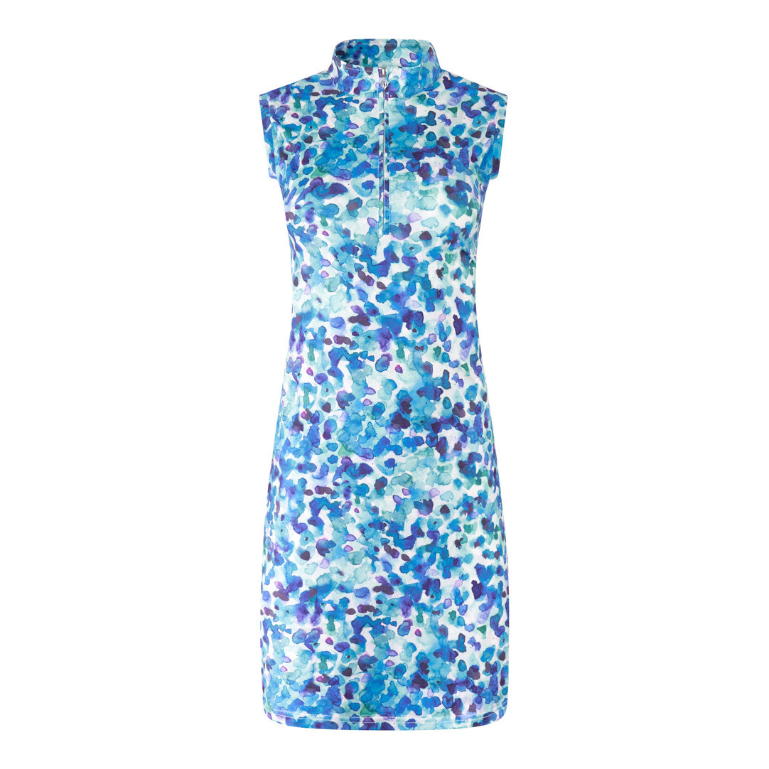 Pure Golf Sleeveless Dress in Dappled Ocean Print