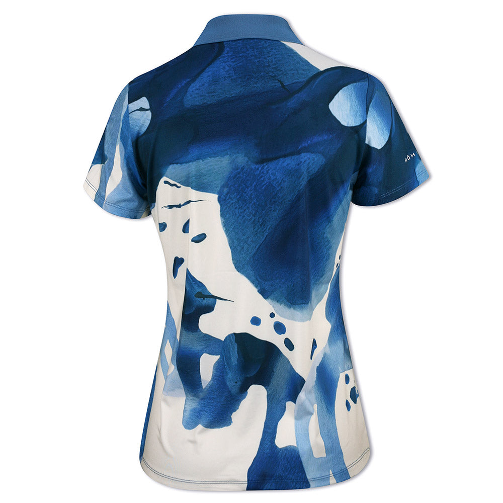 Rohnisch Women's Short Sleeve Golf Polo with Abstract Watercolour Print