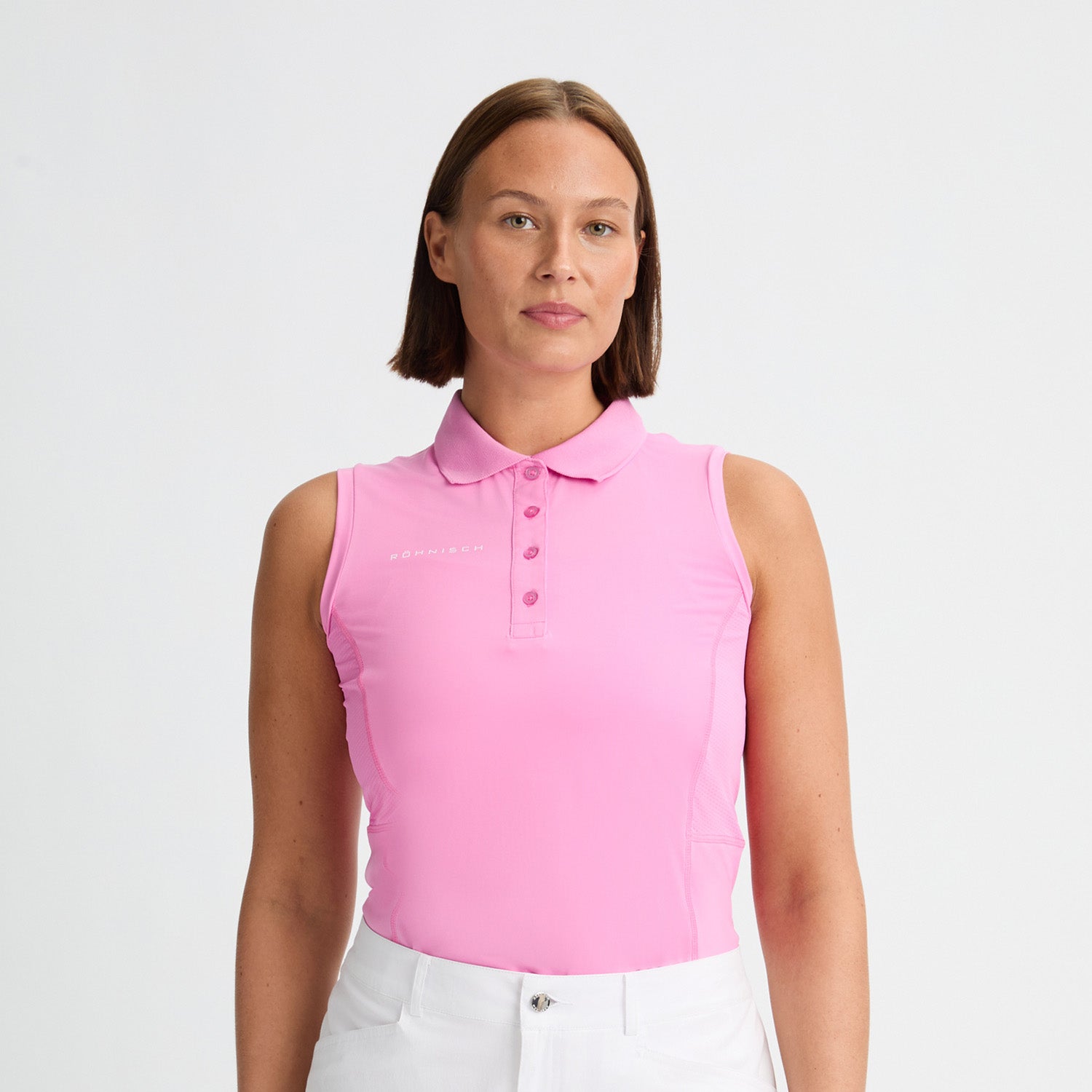 Rohnisch Ladies Sleeveless Polo with Textured Panels