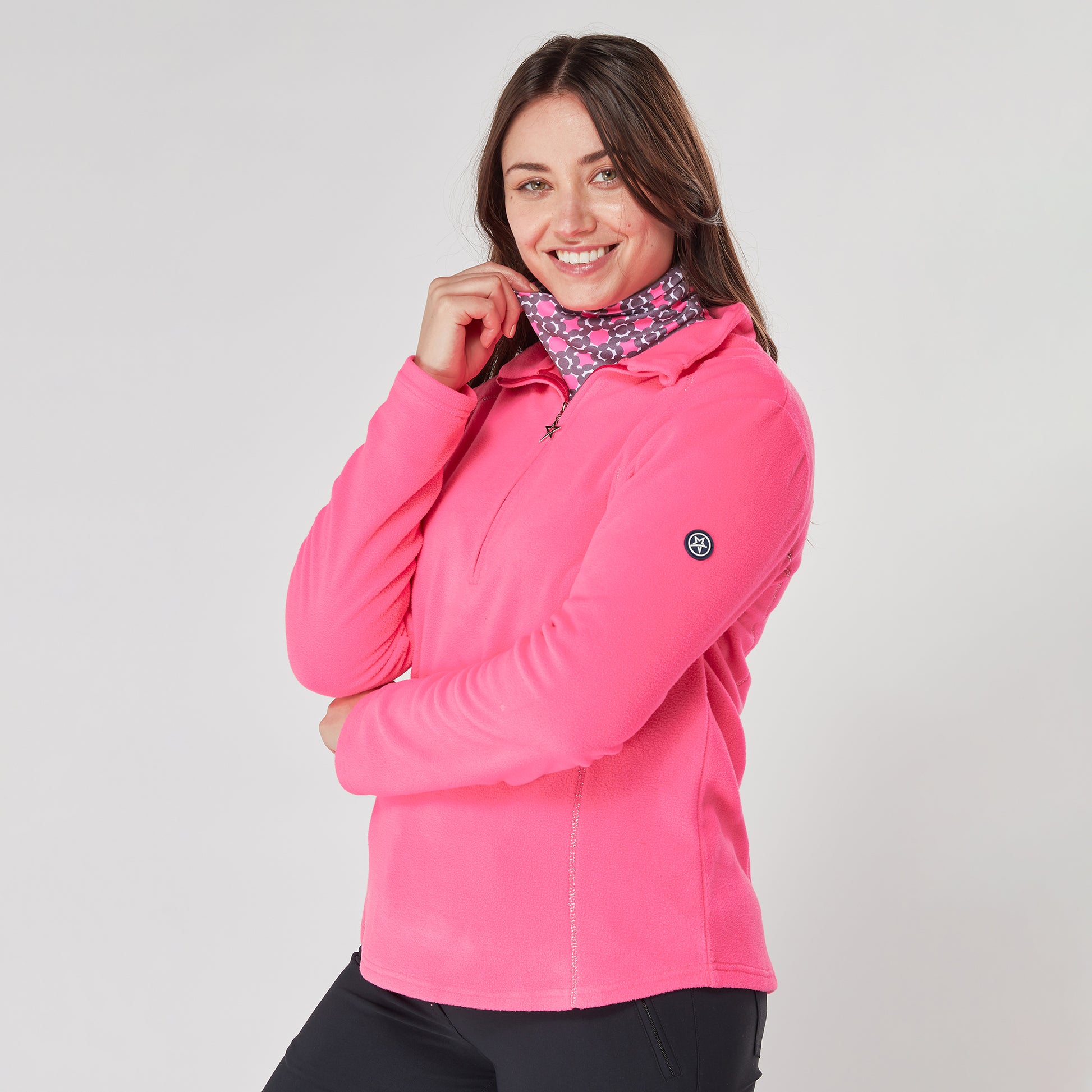 Swing Out Sister Bonny 1/4 Zip Fleece in Neon Pink