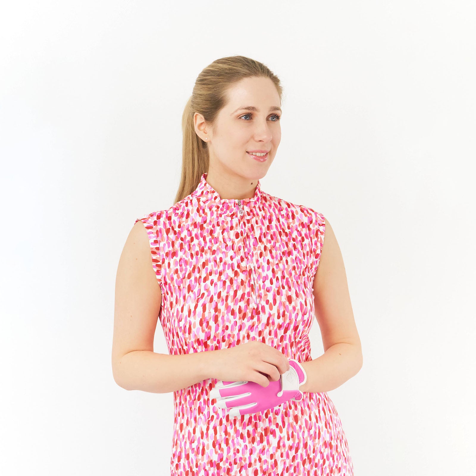 Pure Sleeveless Petal Polka Print Dress with UPF35 Sun Protection