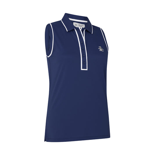 Original Penguin Ladies Piped Sleeveless Polo in Navy Blue