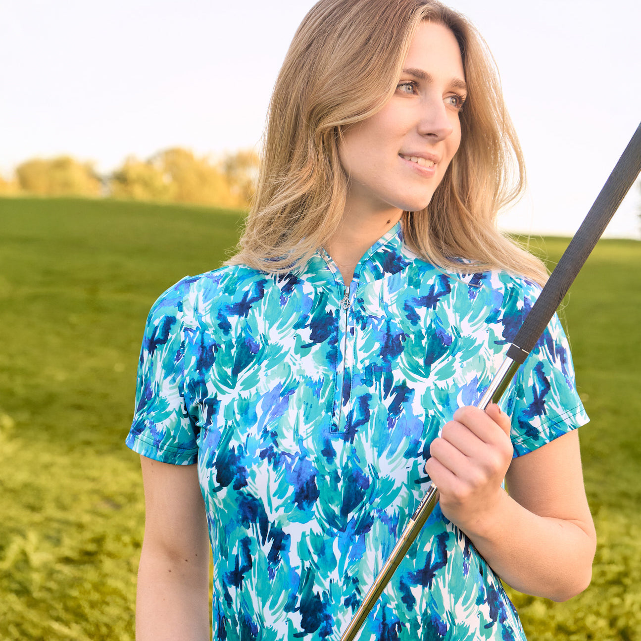Pure Ladies Short Sleeve Polo – Artistic Print Meets All-Day Comfort