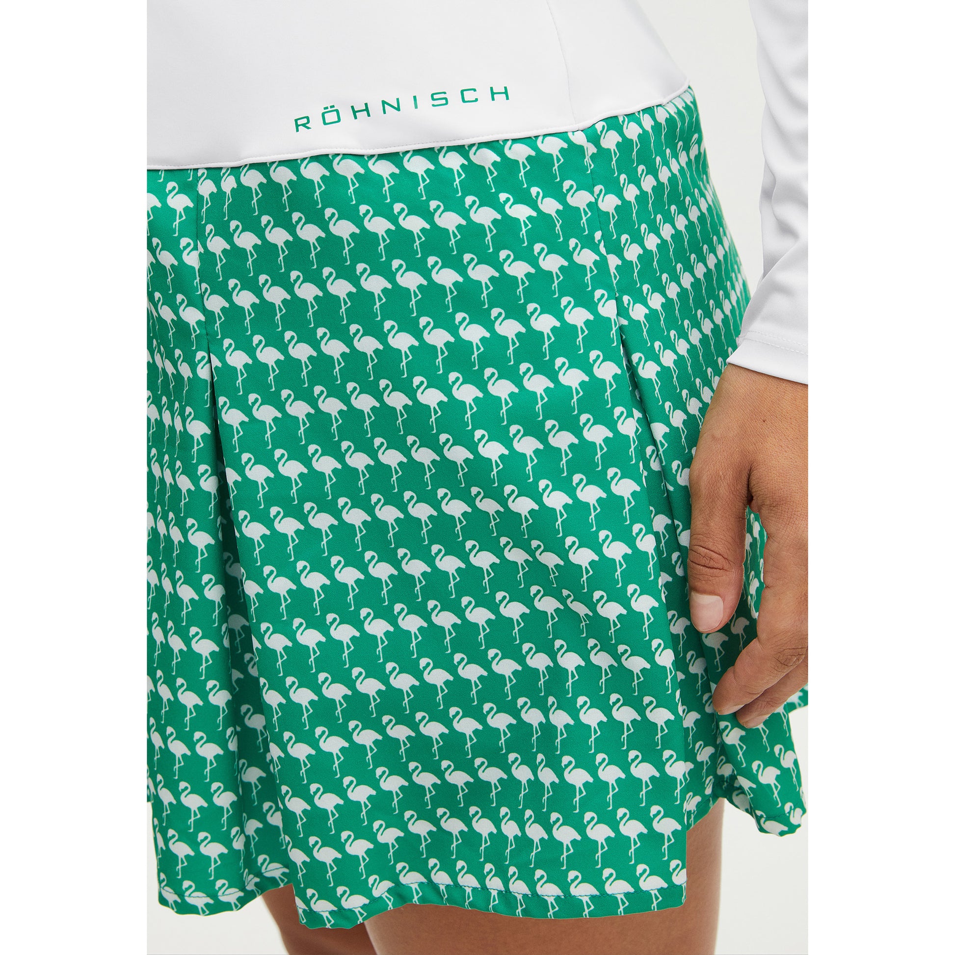 Rohnisch Ladies Flamingo Print Pull-On Pleated Golf Skort