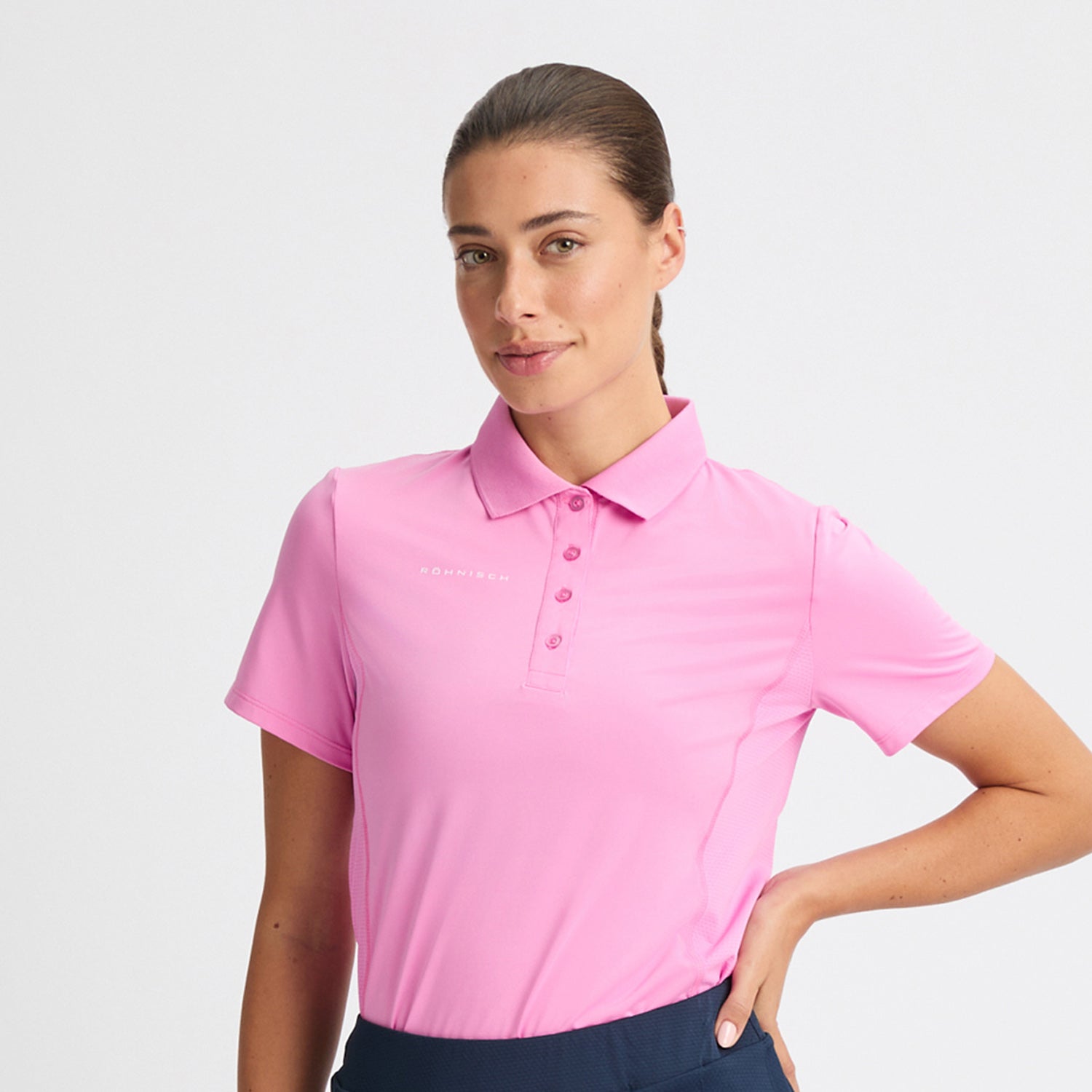 Rohnisch Women's Short Sleeve Polo with Textured Panels