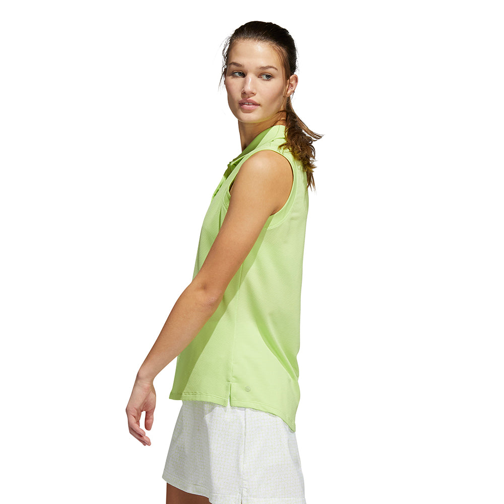 adidas Ladies Linear Textured Sleeveless Polo in Pulse Lime