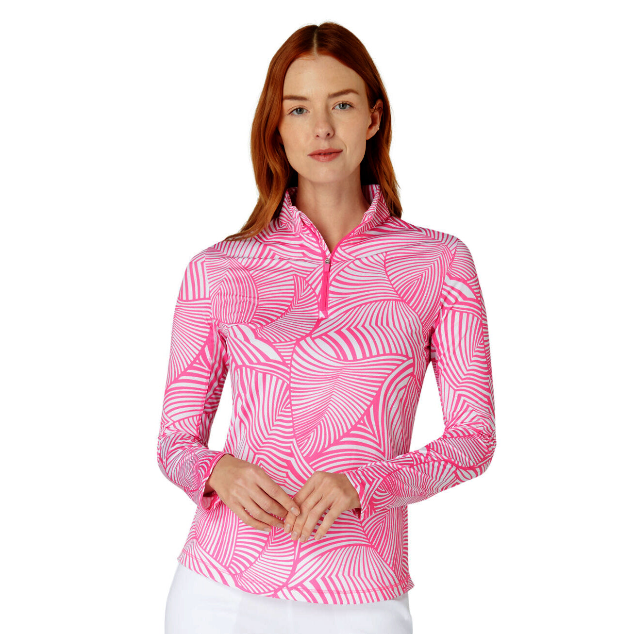 Callaway Womens Golf Top with Stencil Floral Print Design