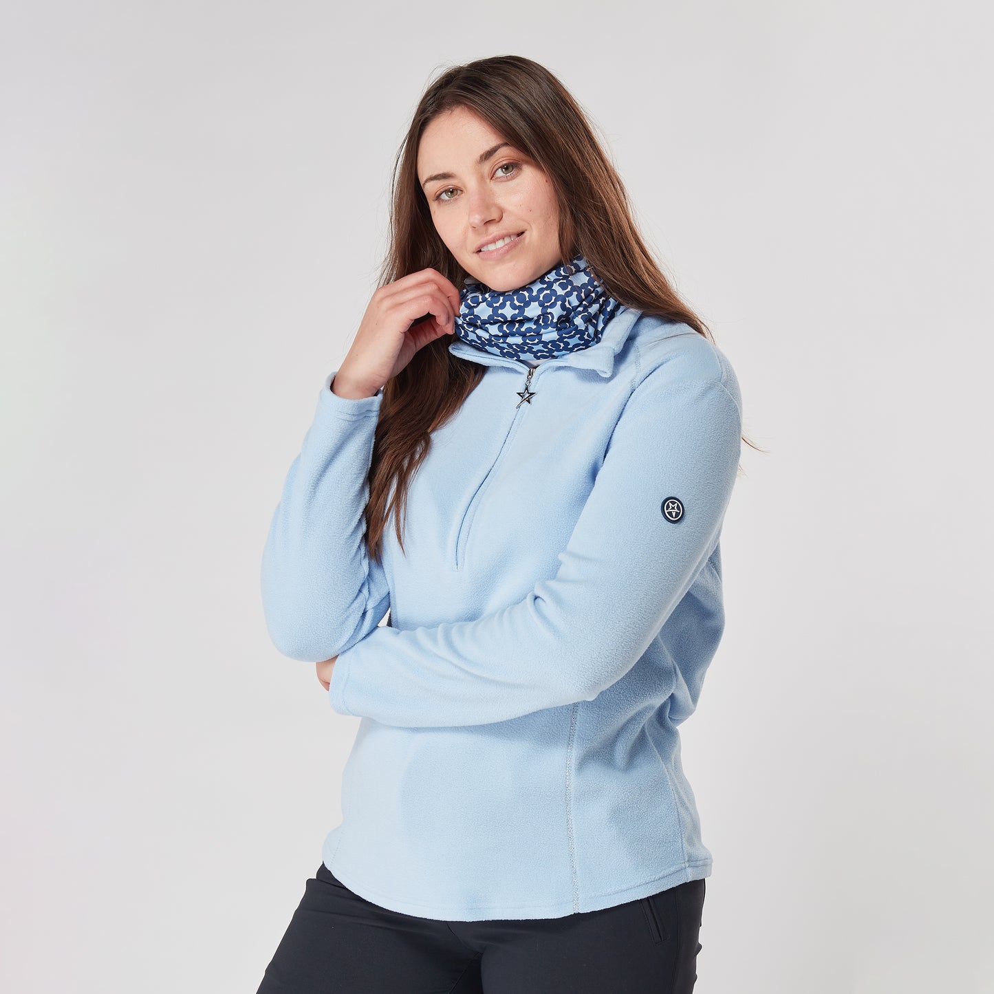 Swing Out Sister Bonny 1/4 Zip Fleece in Chambray Blue