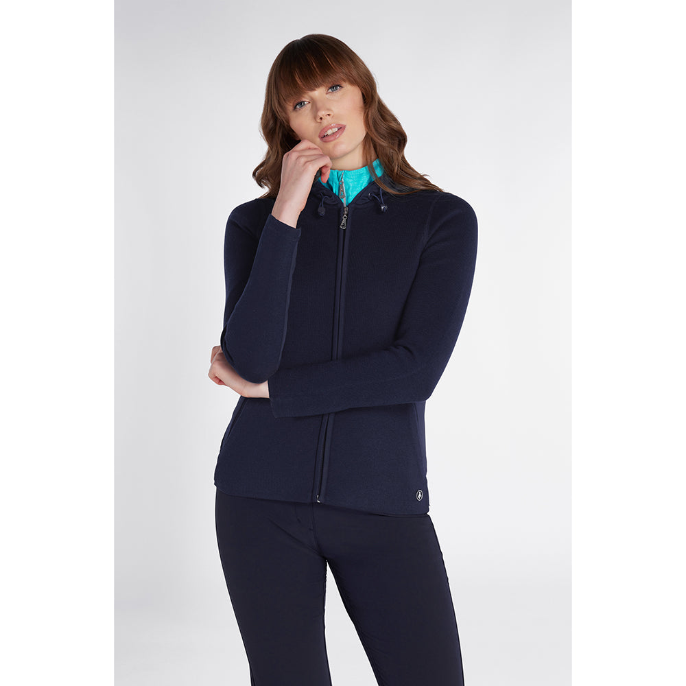 Green Lamb Ladies Hybrid Knit Jacket with Hood in Navy