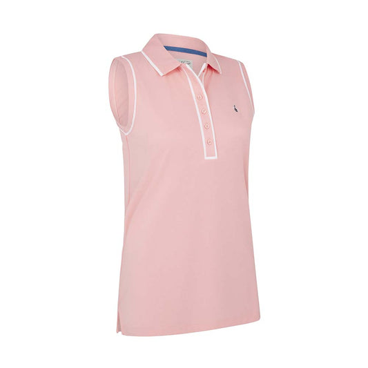 Original Penguin Ladies Piped Sleeveless Polo in Geranium Pink