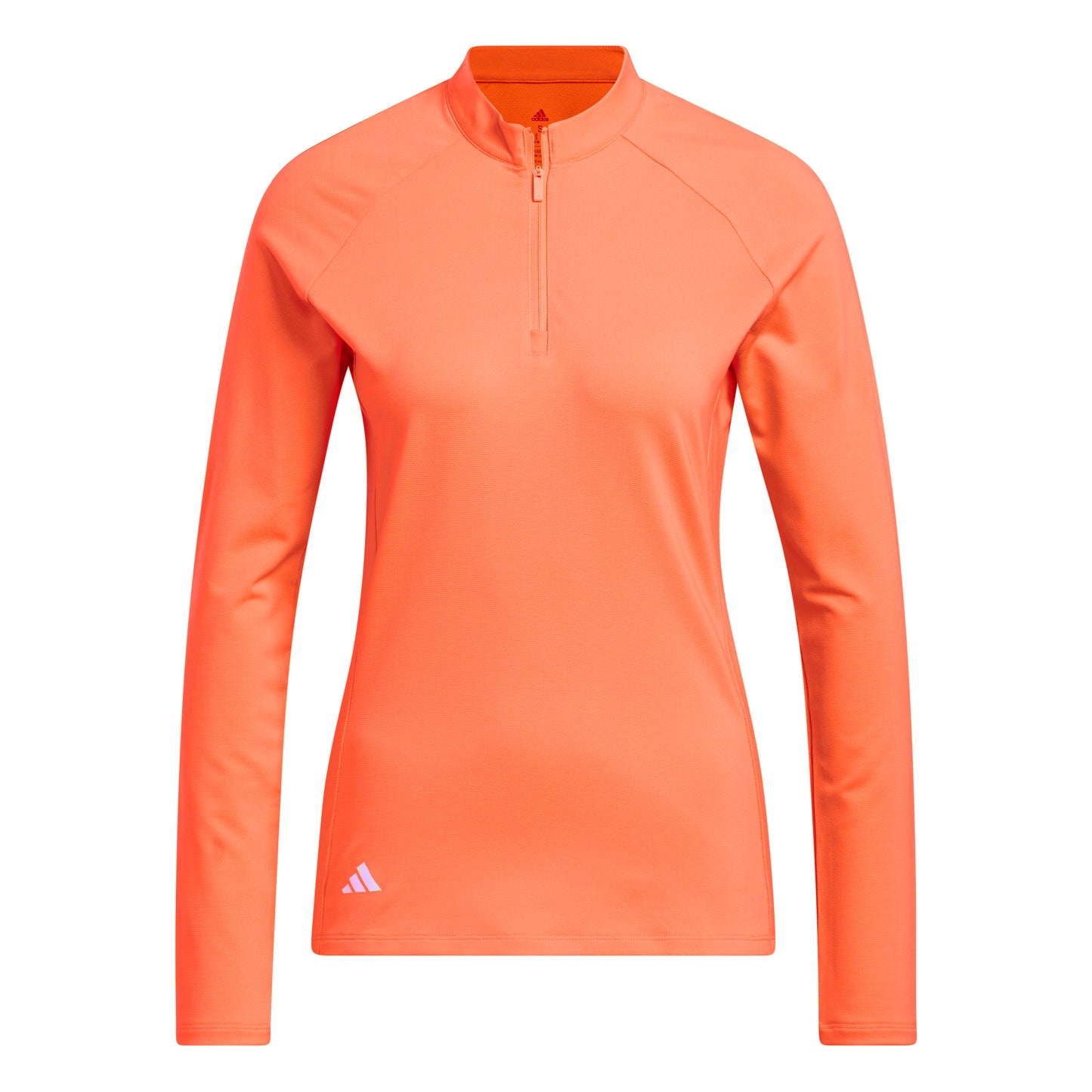 adidas Ladies Long Sleeve Zip-Neck Golf Top in Coral Fusion - Last One XL Only Left