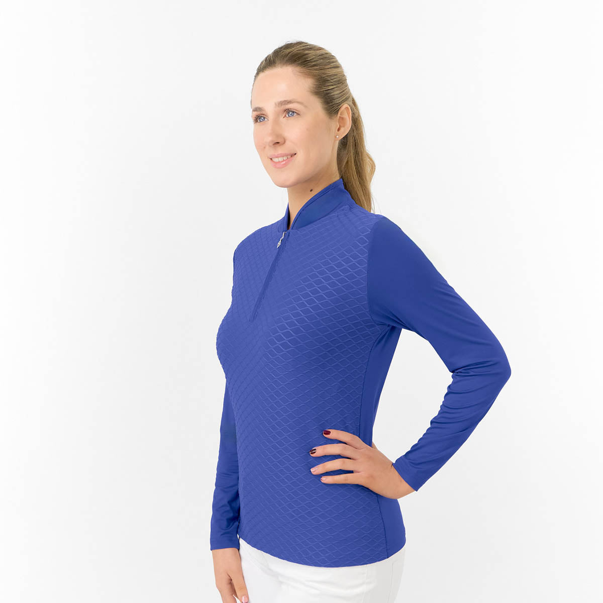 Pure Golf Ladies Long Sleeve Golf Top with Wave Print