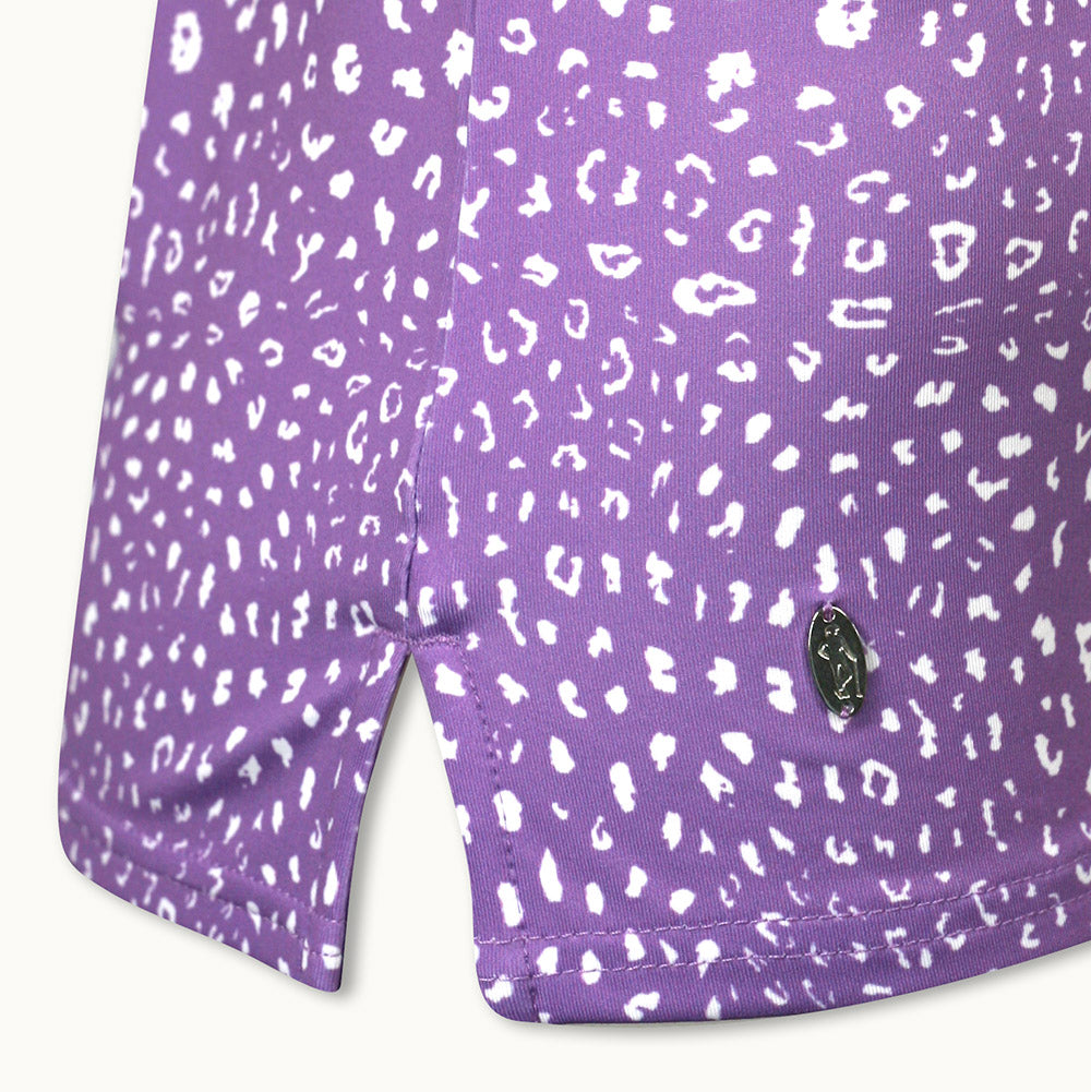 Glenmuir Short Sleeve Polo with SPF50 in Amethyst/White Animal Print