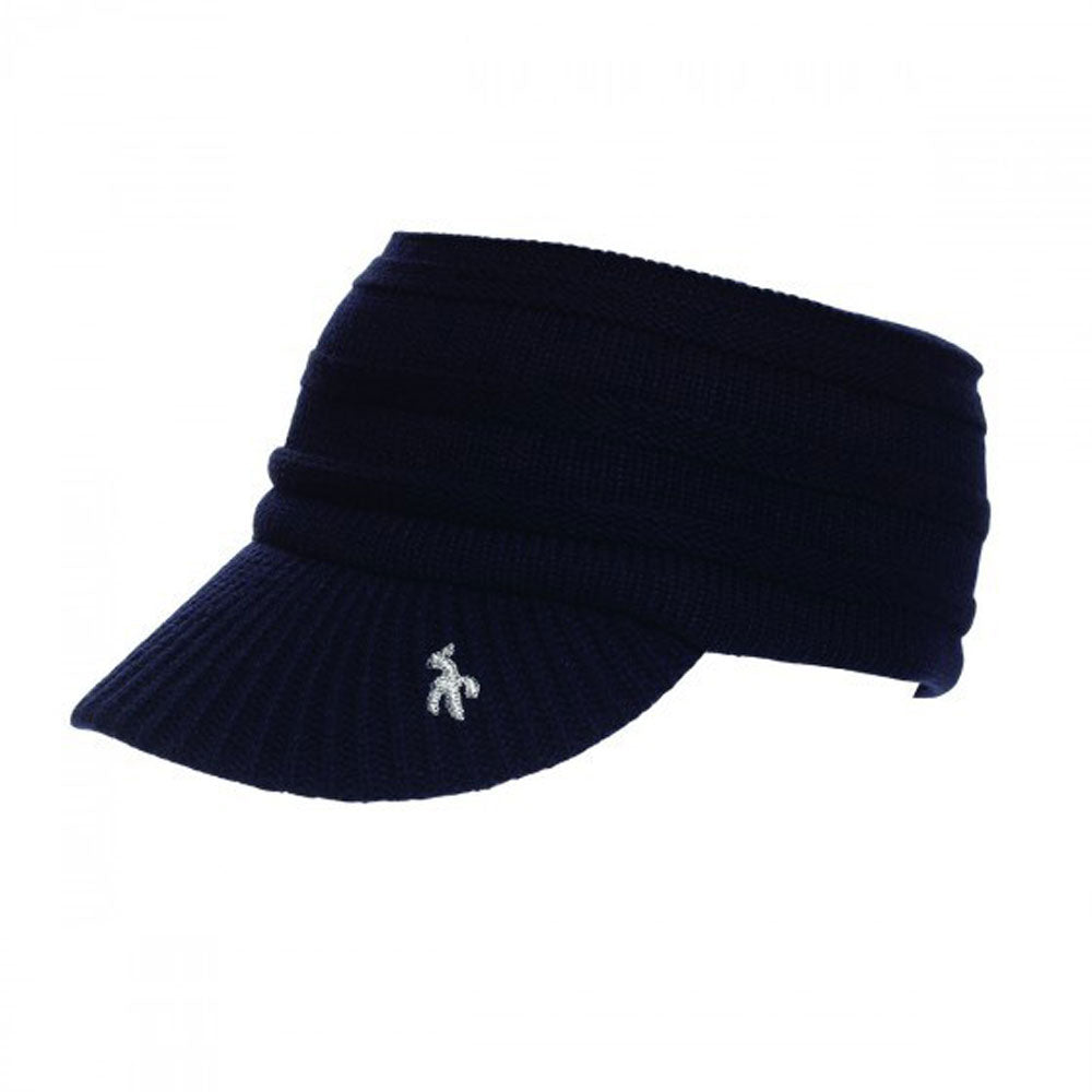 Green Lamb Ladies Cable Knit Visor in Navy