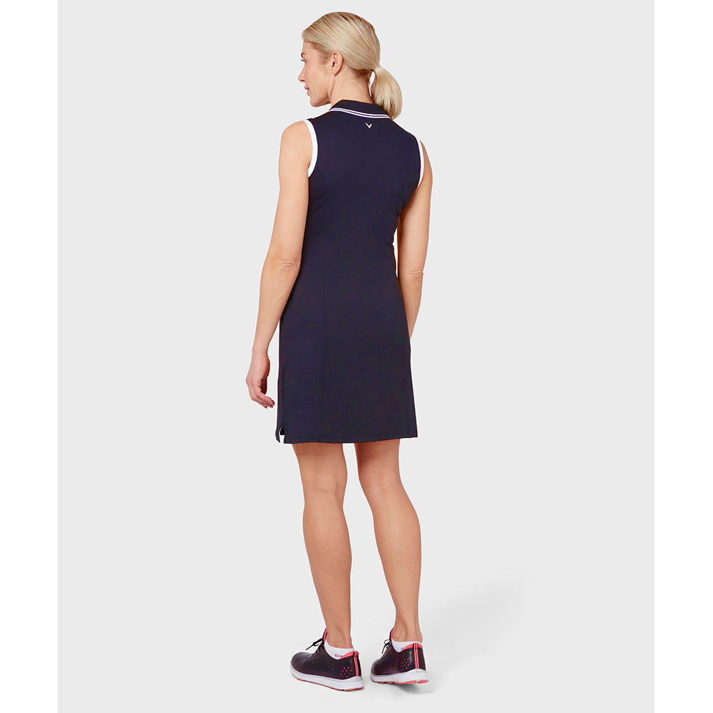 Callaway Ladies Sleeveless Jersey Stretch Polo Dress with Opti-Dri in Navy Blue