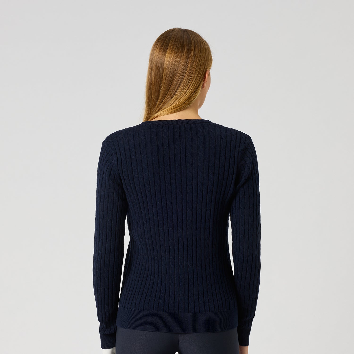 Daily Sports Ladies Cashmere Blend Cable Knit Sweater in Navy - Effortless Elegance