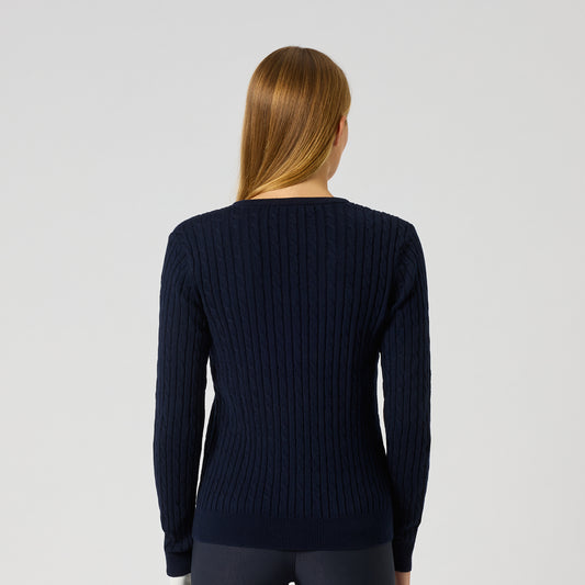 Daily Sports Ladies Cashmere Blend Cable Knit Sweater in Navy - Effortless Elegance
