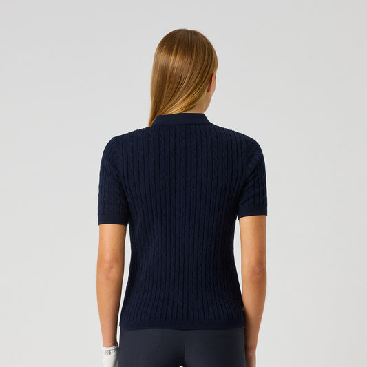 Daily Sport Ladies Cashmere Blend Navy Short Sleeve Polo - A Classic with a Luxe Twist
