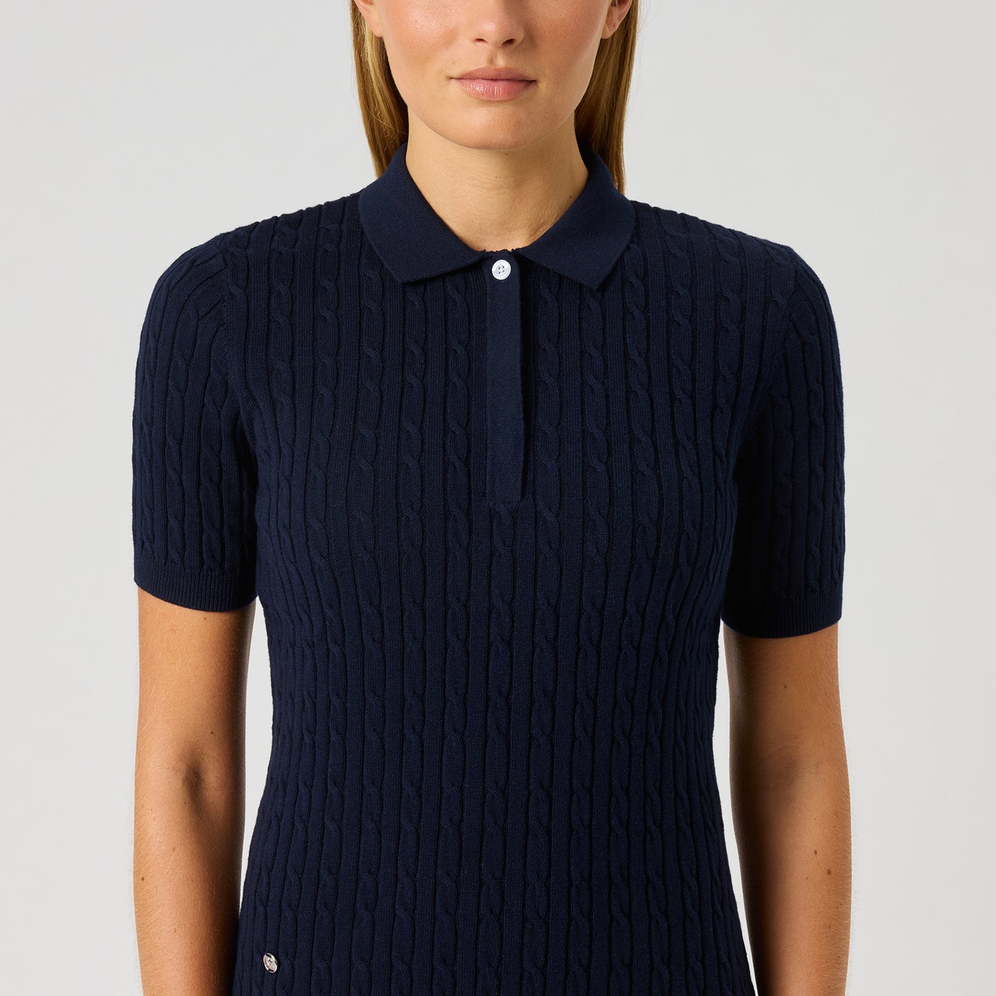 Daily Sport Ladies Cashmere Blend Navy Short Sleeve Polo - A Classic with a Luxe Twist