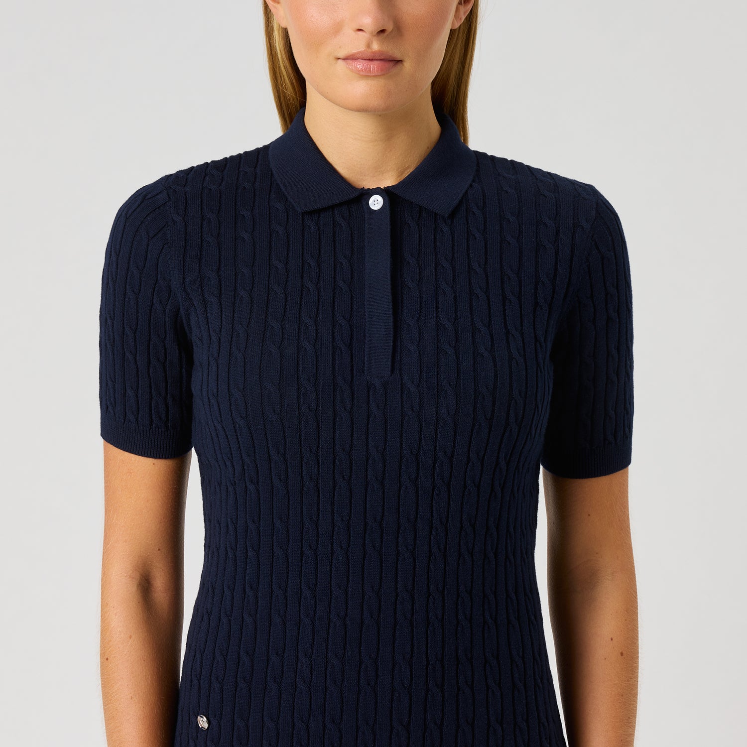 Daily Sport Ladies Cashmere Blend Navy Short Sleeve Polo - A Classic with a Luxe Twist