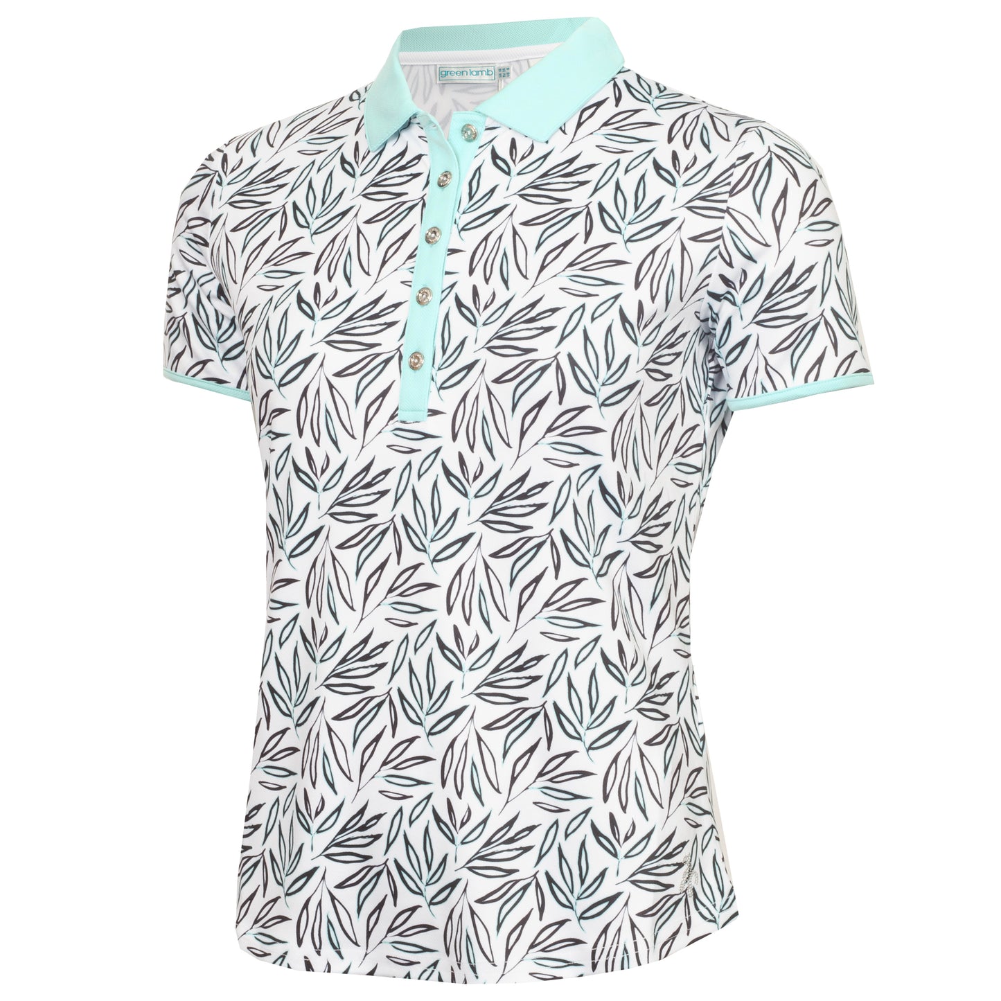 Green Lamb Women's Botanical Print Short Sleeve Polo