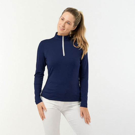 Pure Ladies Lightweight Mid-Layer Top in Navy