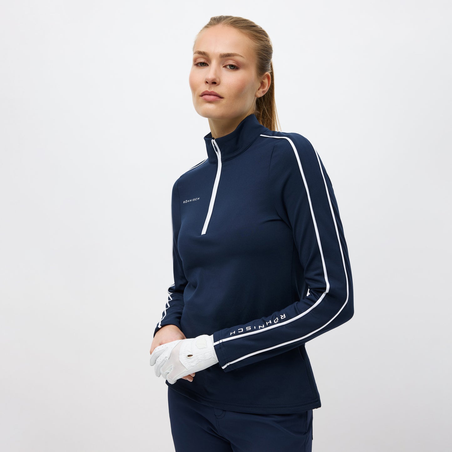 Rohnisch Ladies Navy Thermal Brushed Back Golf Mid-layer for Cool-Weather Chic On & Off the Course