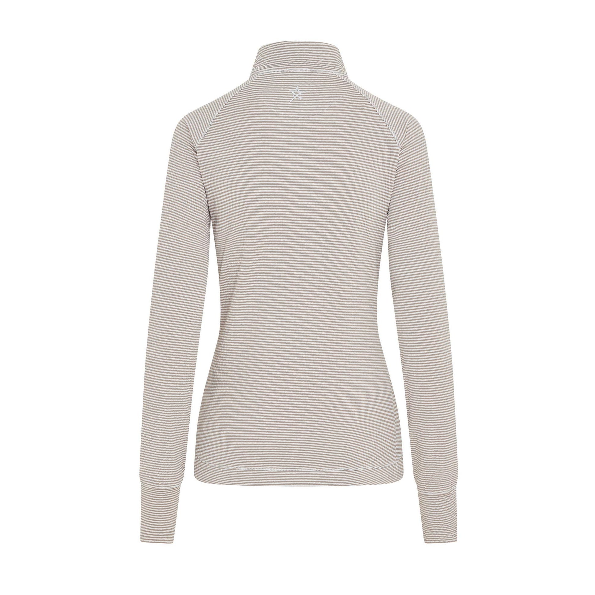 Swing Out Sister Womens Fine Stripe Zip-Neck Top with Front Pocket Great for Range to Course Wear