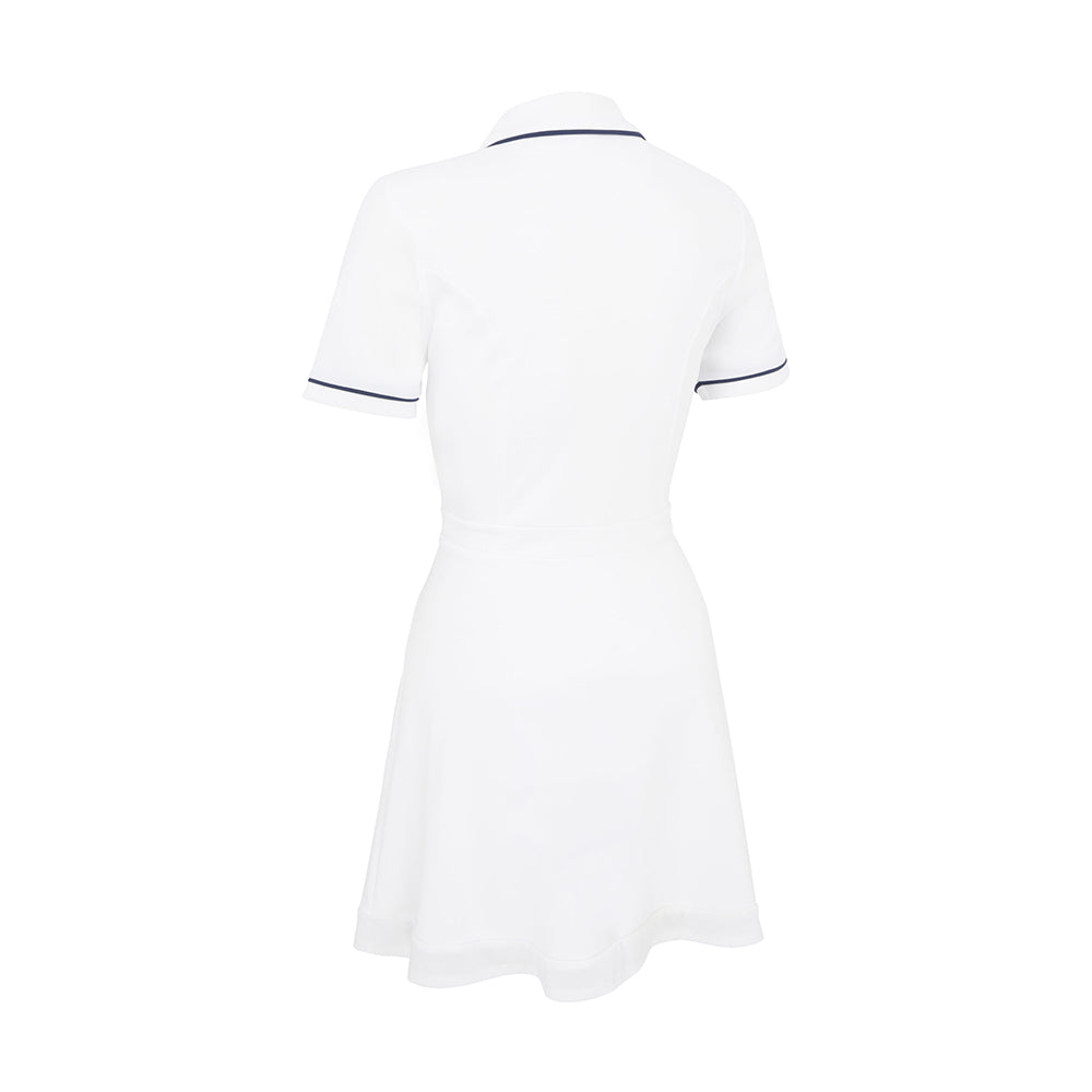 Original Penguin Ladies Mesh Detailed Short Sleeve Dress in Bright White