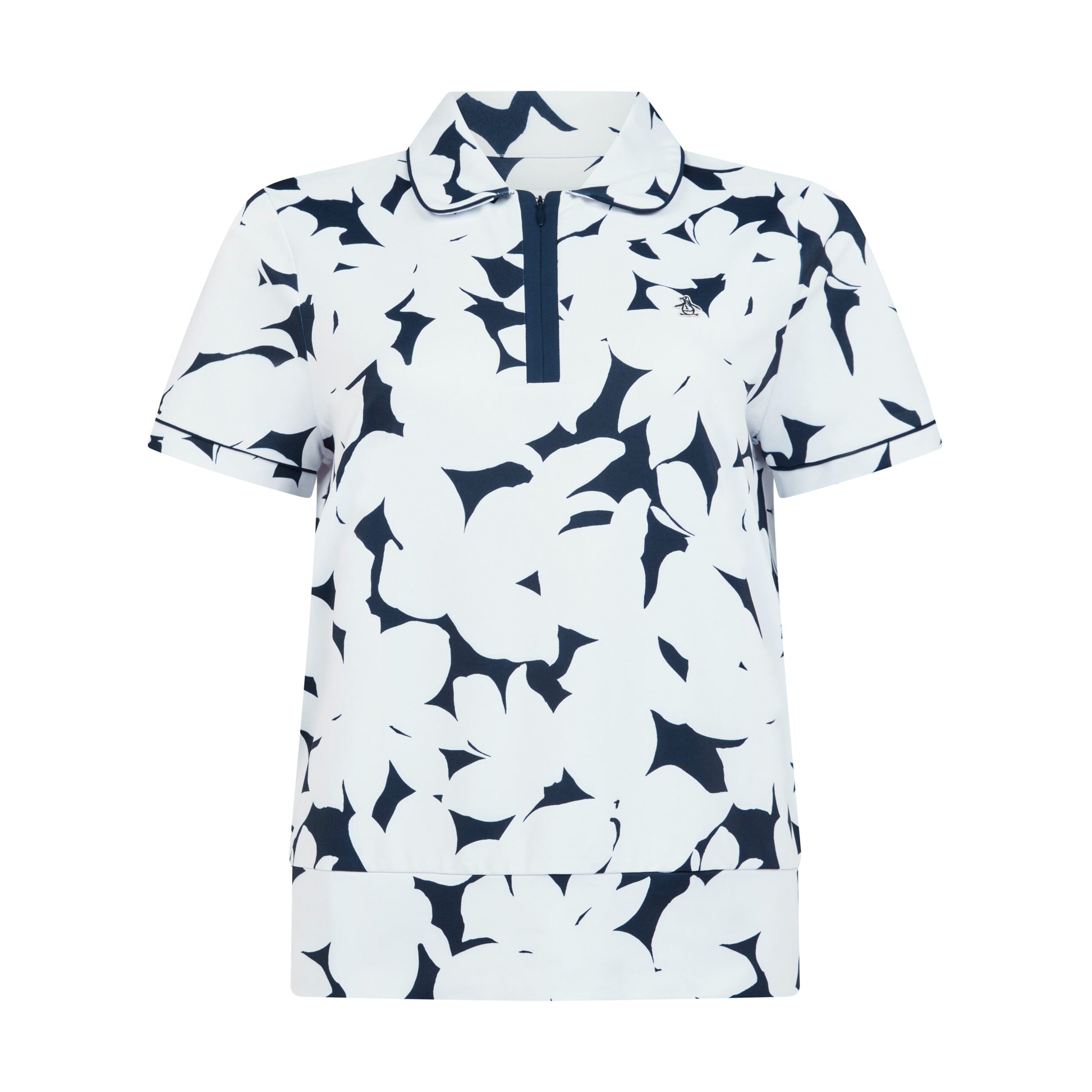 Original Penguin Womens Short Sleeve Floral Polo Shirt in Navy and White