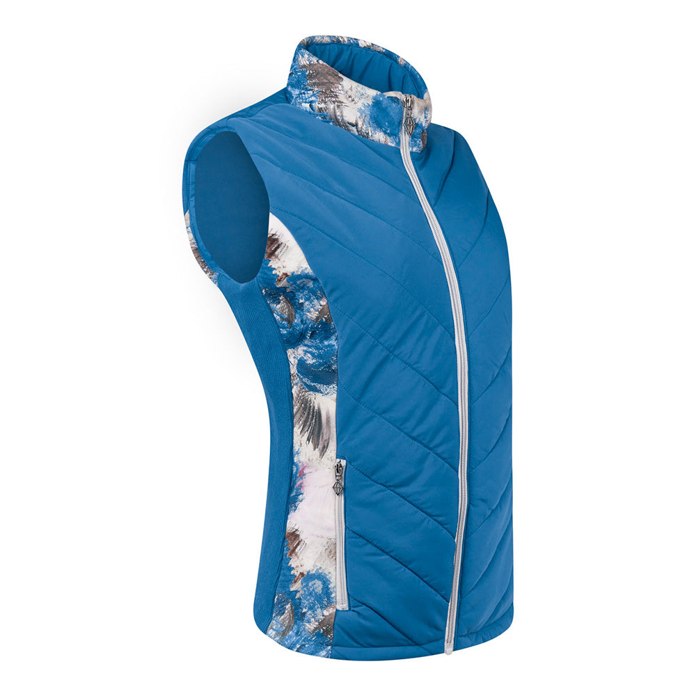 Pure Golf Ladies Patterned Gilet in Stone Canvas
