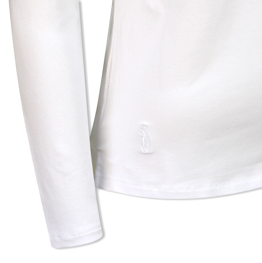 Glenmuir Ladies Long-Sleeve Cotton Roll Neck in White