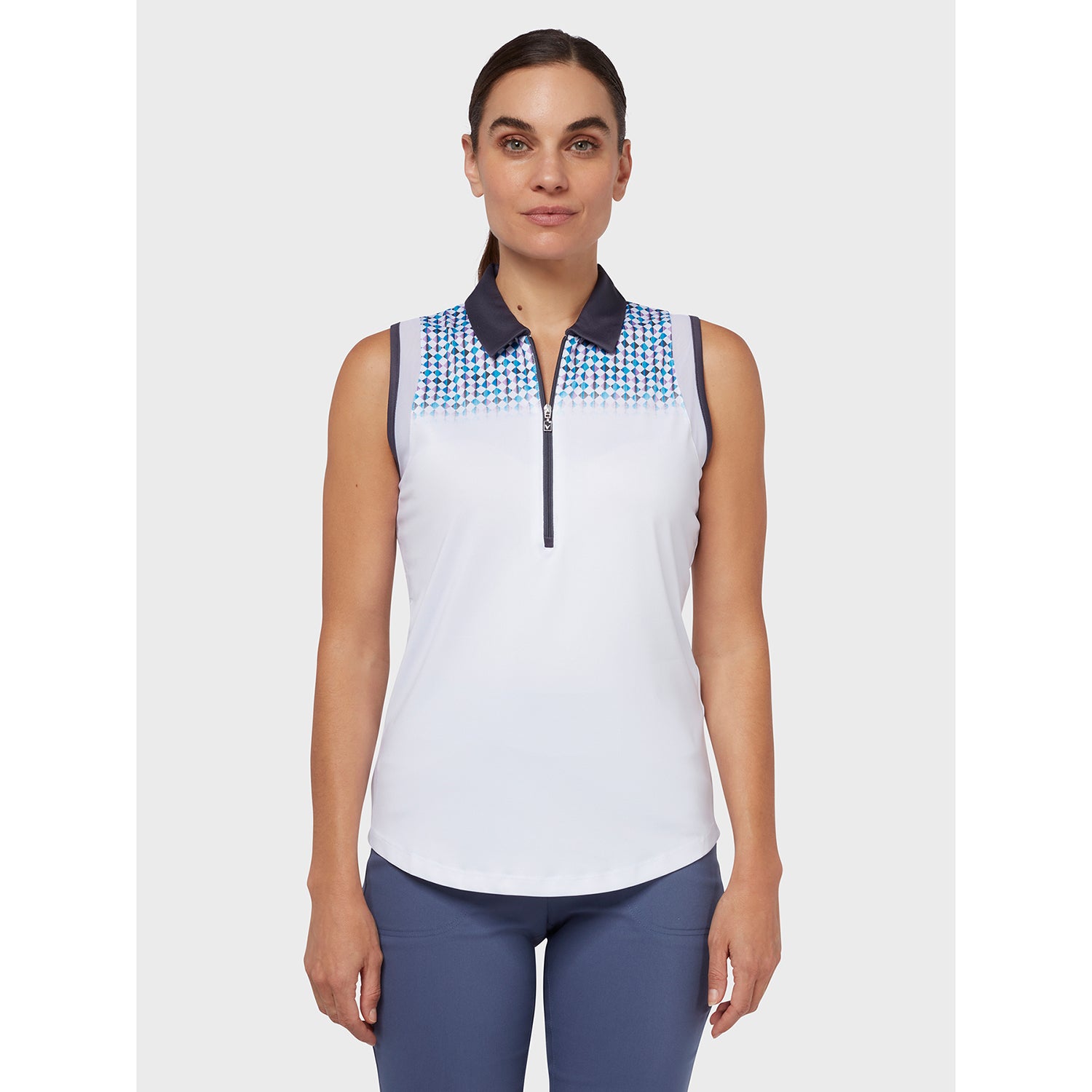 Callaway Ladies Evanescent Geo Print Sleeveless Golf Polo