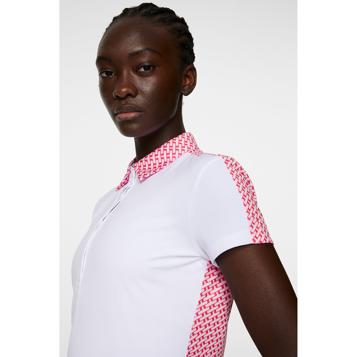 J.Lindeberg Ladies Short Sleeve Polo with Bridge Print Back