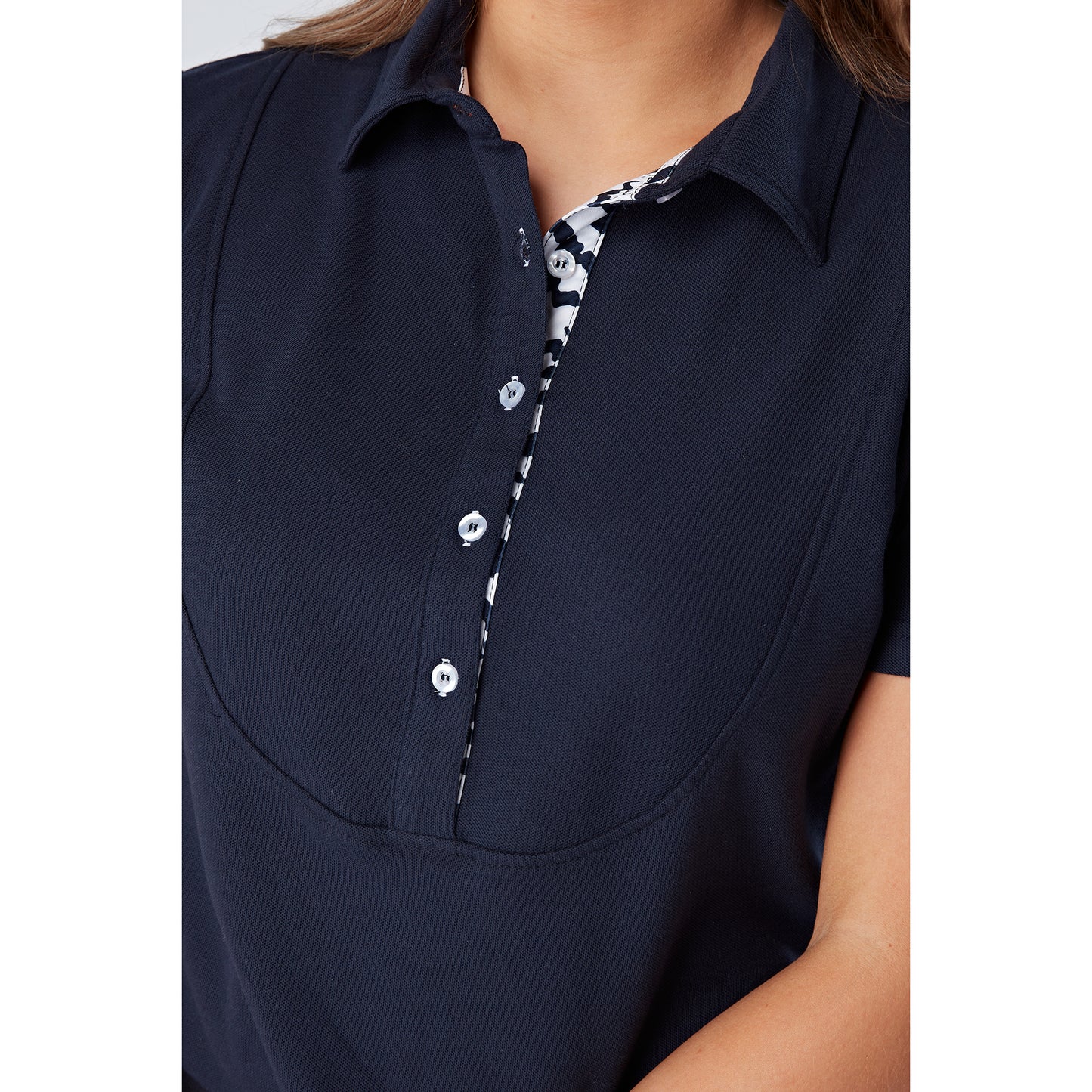 Swing Out Sister Ladies Short Sleeve Polo Shirt with Soft Cotton Finish in Navy Blue