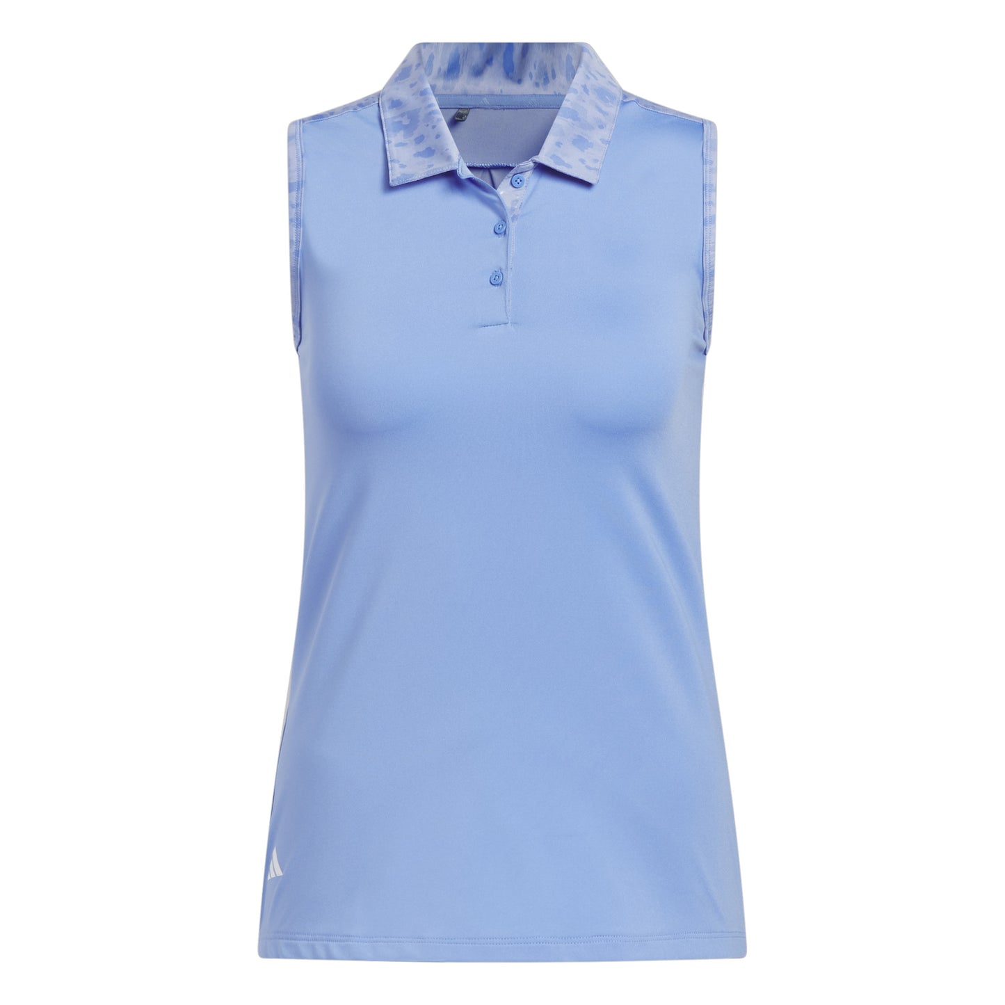 adidas Ladies Ultimate365 Sleeveless Polo with Abstract Print in Blue Fusion