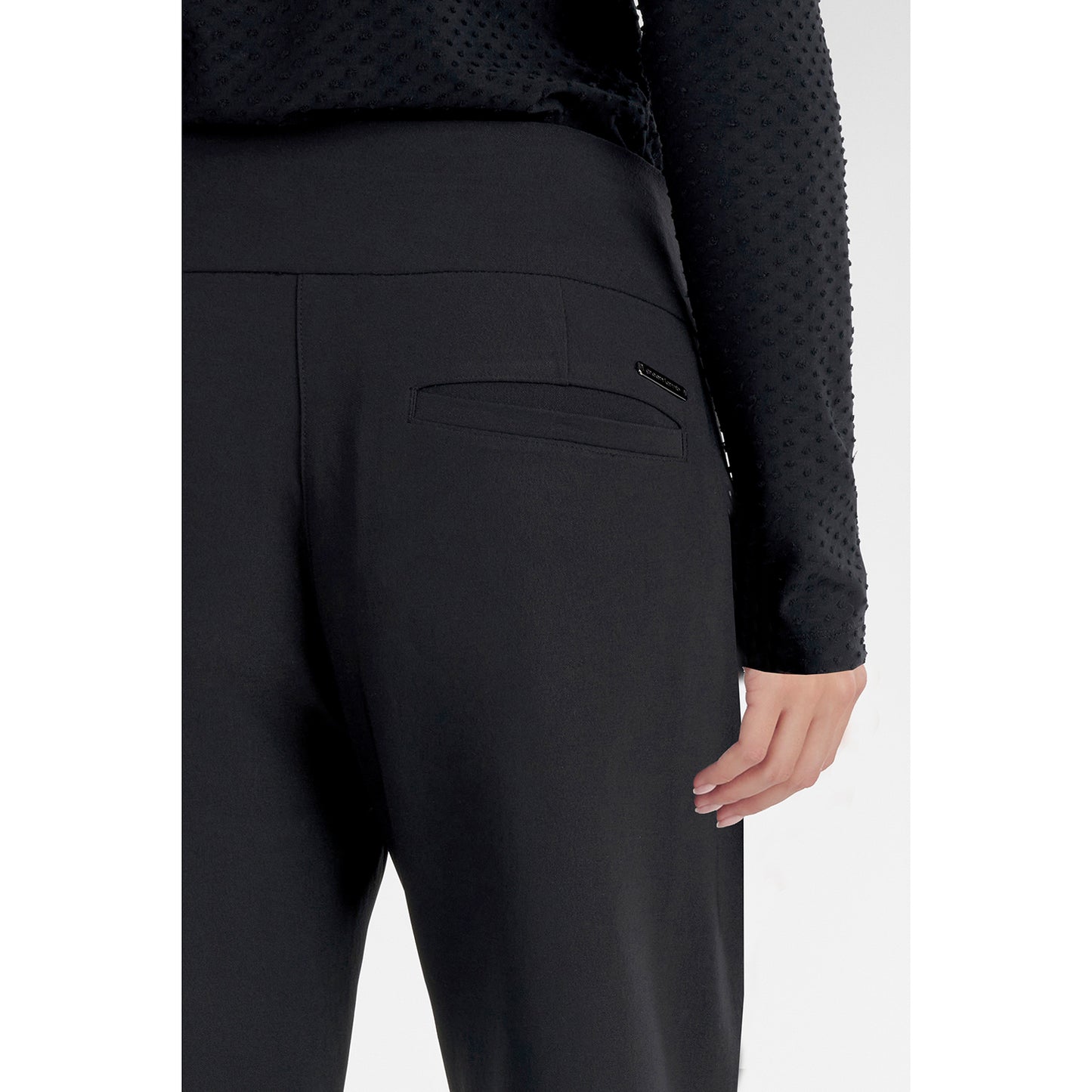 Green Lamb Pull-On Contour Trousers in Black