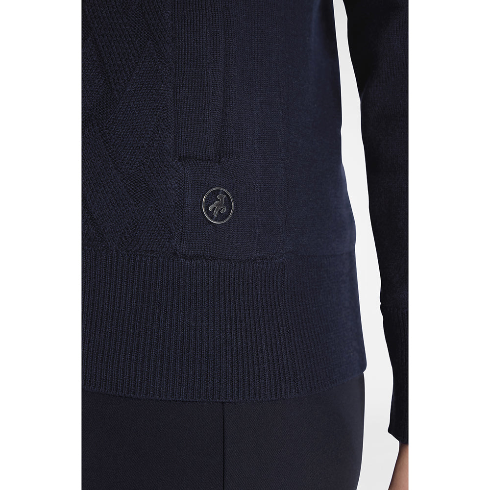 Green Lamb Ladies Lined Cardigan with Textured Front in Navy