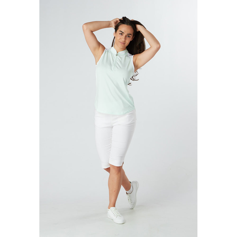 Swing Out Sister Zip-Neck Sleeveless Mint Golf Polo - Last One XL Only Left