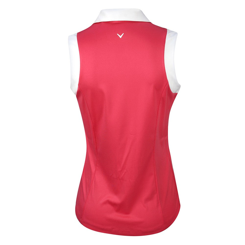 Callaway Ladies Sleeveless Colour Block Polo Shirt in Fruit Dove