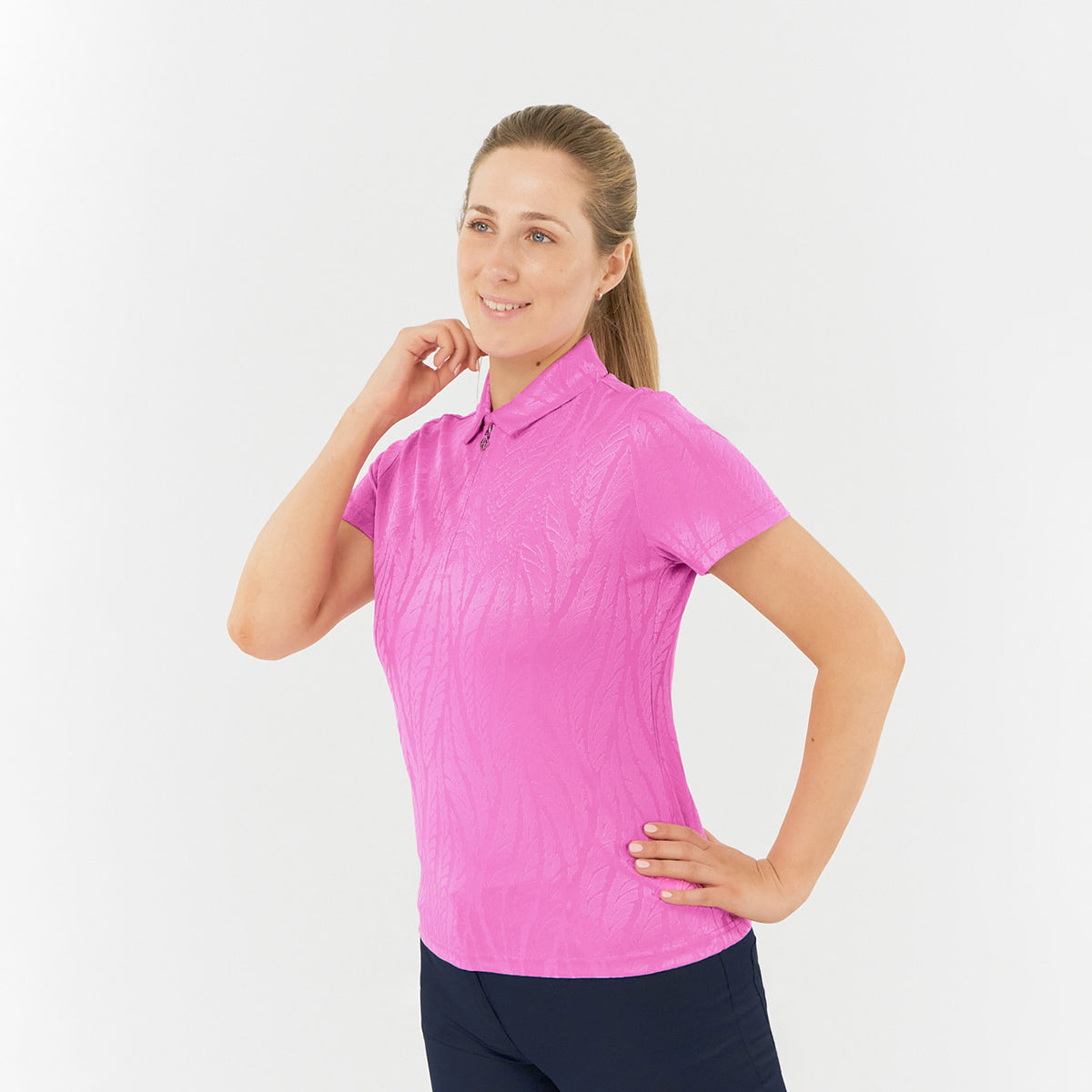 Pure Golf Ladies Jacquard Fern Print Polo