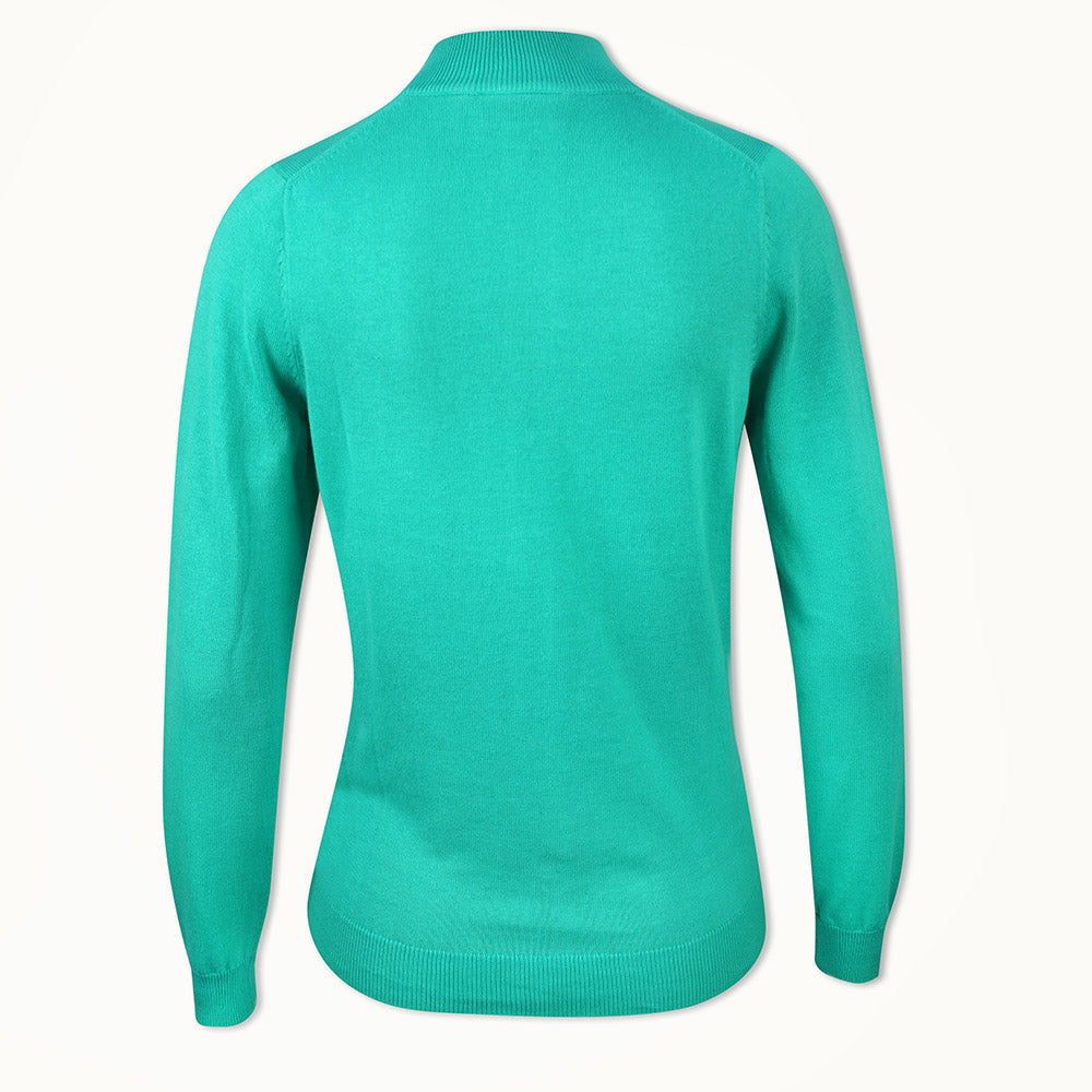 Glenmuir Ladies 100% Cotton Half-Zip Sweater in Marine Green