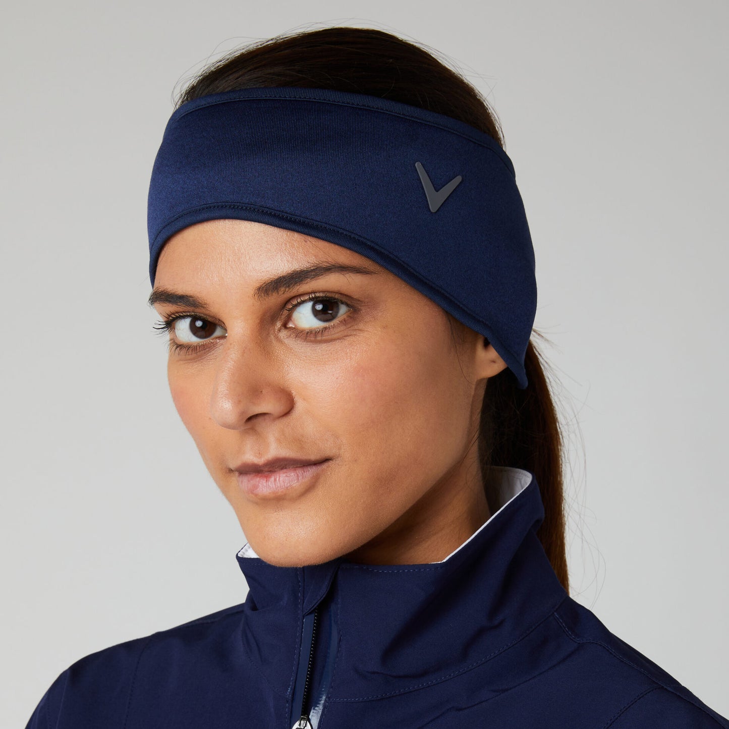 Callaway Ladies Fleece Lined Ponytail Headband in Navy Blue