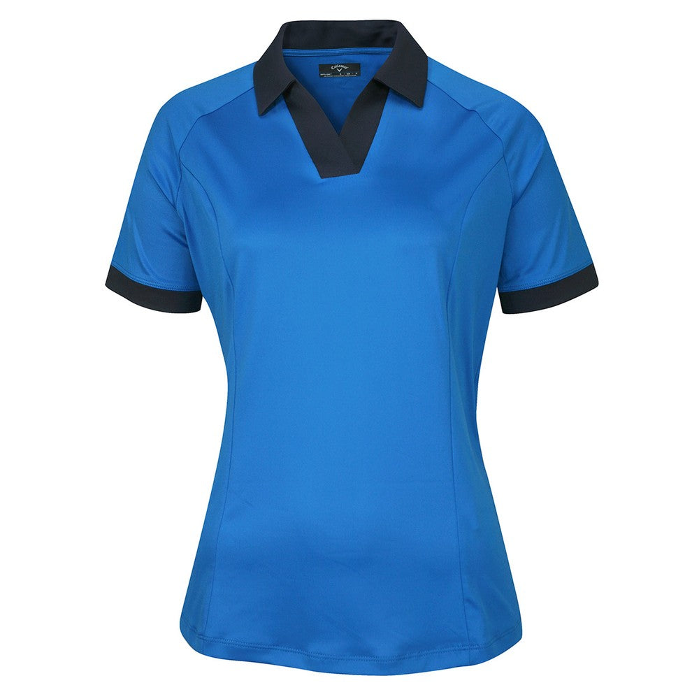 Callaway Ladies Short Sleeve Colour Block Polo Shirt in Blue Sea Star